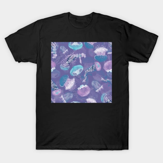 Floating Jellies Electric Purple T-Shirt by MSBoydston